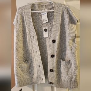 NWT Sz XL sleeveless Cardigan light gray